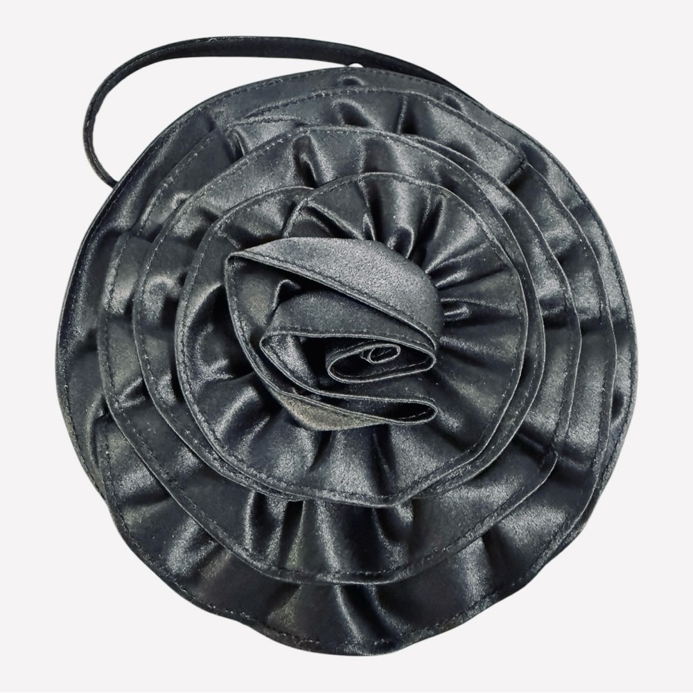 Black Satin Rose Clutch